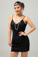 Load image into Gallery viewer, Sparkly Black Tight Short 1920s Dress with Sequins