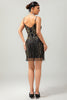 Load image into Gallery viewer, Sparkly Black Golden Spaghetti Straps Sequins Short Flapper Dress