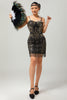 Load image into Gallery viewer, Sparkly Black Golden Spaghetti Straps Sequins Short Flapper Dress