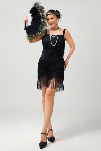 Sparkly Golden Tight Short Flapper Dress with Fringes