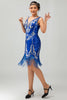 Load image into Gallery viewer, Sparkly Royal Blue Bodycon Sequins Flapper Dress with Fringes