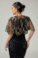 Load image into Gallery viewer, Sparkly Black Golden Sequins 1920s Cape