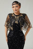 Load image into Gallery viewer, Glitter Black Golden Sequins Tulle 1920s Cape with Beading