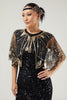 Load image into Gallery viewer, Glitter Black Golden Sequins Tulle 1920s Cape with Beading