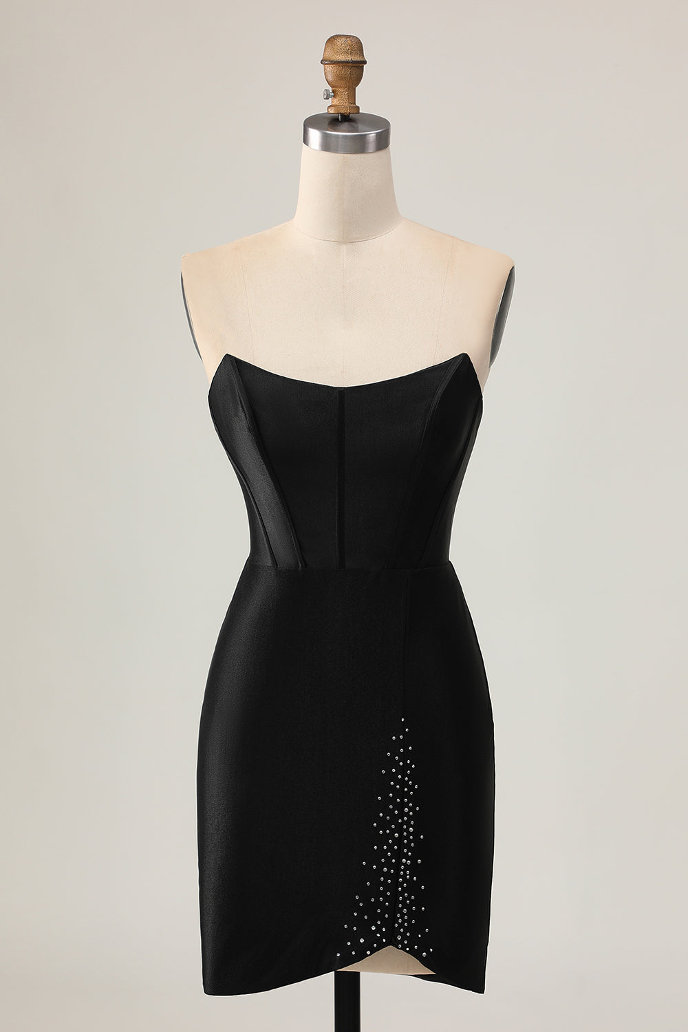 Sparkly Black Tight Strapless Short Corset Homecoming Dress with Beading