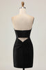Load image into Gallery viewer, Sparkly Black Tight Strapless Short Corset Homecoming Dress with Beading