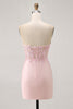 Load image into Gallery viewer, Foral Blush Tight Satin Short Corset Homecoming Dress with Lace