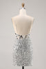 Load image into Gallery viewer, Sparkly Silver V-Neck Short Sequins Corset Mirror Homecoming Dress