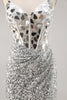Load image into Gallery viewer, Sparkly Silver V-Neck Short Sequins Corset Mirror Homecoming Dress