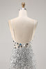 Load image into Gallery viewer, Sparkly Silver V-Neck Short Sequins Corset Mirror Homecoming Dress