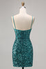 Load image into Gallery viewer, Sparkly Grey Blue Short Corset Tight Sequins Homecoming Dress with Slit