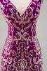 Load image into Gallery viewer, Sparkly Short Fuchsia V-Neck Tight Homecoming Dress with Beading