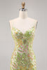 Load image into Gallery viewer, Sparkly Green Floral Spaghetti Straps Short Sequin Tight Homecoming Dress