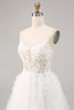 Load image into Gallery viewer, A Line Short White Tulle Homecoming Dress with Appliques