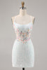 Load image into Gallery viewer, Sparky Short White Corset Floral Tight Homecoming Dress