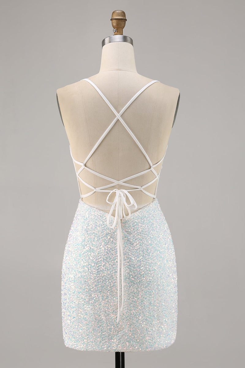 Load image into Gallery viewer, Sparky Short White Corset Floral Tight Homecoming Dress