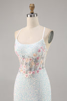 Load image into Gallery viewer, Sparky Short White Corset Floral Tight Homecoming Dress