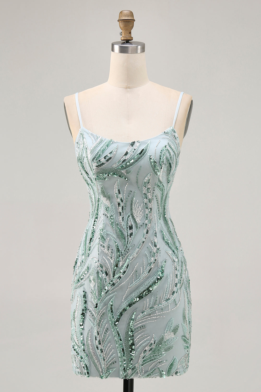 Sparkly Green Beaded Tight Short Homecoming Dress with Sequins