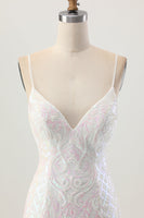 Load image into Gallery viewer, Sparkly White Sequins Tight Spaghetti Straps Short Homecoming Dress