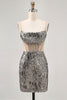Load image into Gallery viewer, Sparkly Steel Grey Sequin Corset Short Tight Homecoming Dress