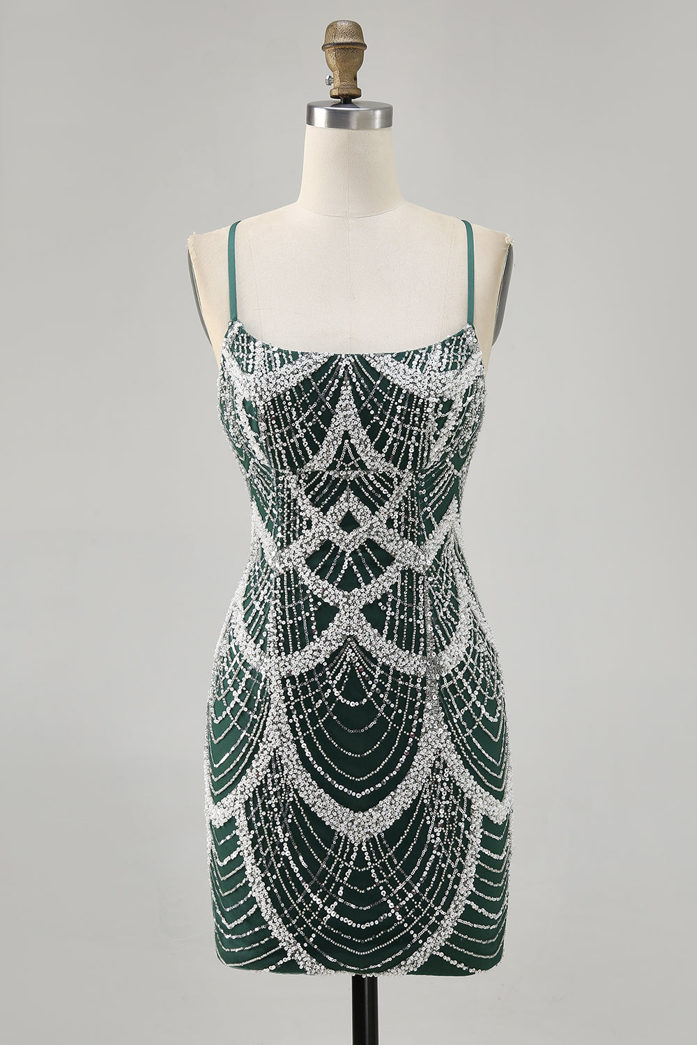 Sparkly Dark Green Tight Short Homecoming Dress with Beading
