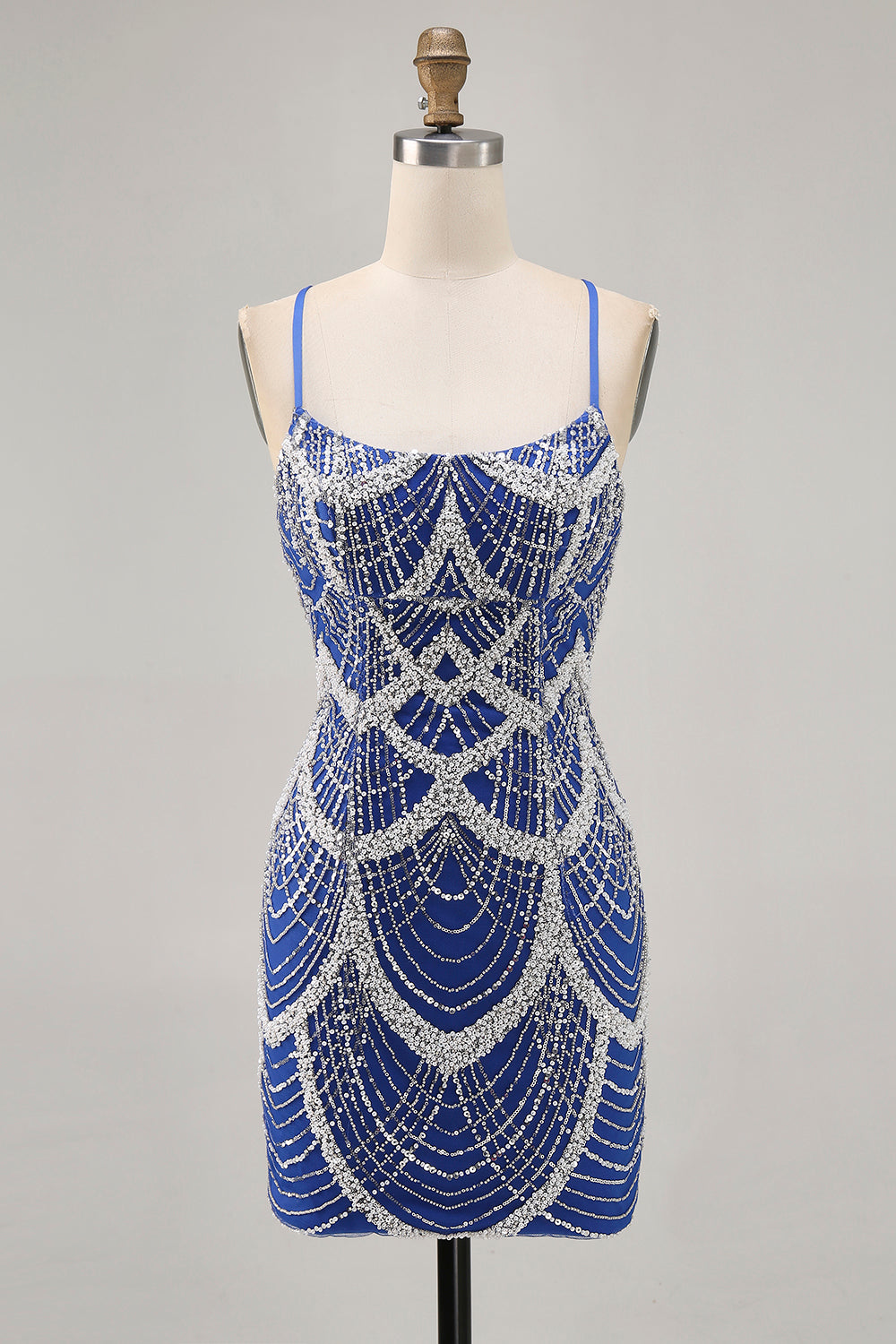 Sparkly Royal Blue Short Tight Homecoming Dress with Beading