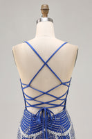 Load image into Gallery viewer, Sparkly Royal Blue Short Tight Homecoming Dress with Beading
