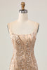 Load image into Gallery viewer, Sparkly Champagne Floral Short Tight Homecoming Dress with Beading