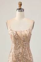 Load image into Gallery viewer, Sparkly Champagne Floral Short Tight Homecoming Dress with Beading