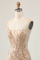 Load image into Gallery viewer, Sparkly Champagne Floral Short Tight Homecoming Dress with Beading