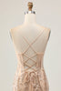 Load image into Gallery viewer, Sparkly Champagne Floral Short Tight Homecoming Dress with Beading
