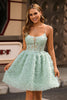 Load image into Gallery viewer, Sage Green Ruffled Corset Short Homecoming Dress with Lace