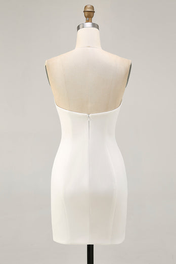 Sparkly White Floral Tight Sequined Short Homecoming Dress