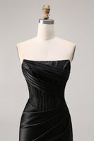 Load image into Gallery viewer, Pink Strapless Short Corset Satin Ruched Homecoming Dress