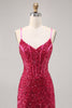 Load image into Gallery viewer, Sparkly Fuchsia Short Corset Tight Sequins Homecoming Dress