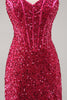 Load image into Gallery viewer, Sparkly Fuchsia Short Corset Tight Sequins Homecoming Dress