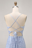 Load image into Gallery viewer, Sparkly Grey Blue Tight Short Corset Homecoming Dress with Sequins