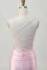 Load image into Gallery viewer, Blush Pink Satin Ruched Tight Spaghetti Straps Short Homecoming Dress
