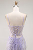 Load image into Gallery viewer, Sparkly Purple Mermaid Sequins Long Corset Prom Dress with Slit