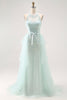 Load image into Gallery viewer, Sparkly Light Green Detachable Train Halter Long Prom Dress with Beading