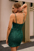 Load image into Gallery viewer, Sparkly Dark Green Sequins V-Neck Short Corset Homecoming Dress