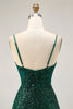 Load image into Gallery viewer, Sparkly Dark Green Sequins V-Neck Short Corset Homecoming Dress