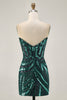 Load image into Gallery viewer, Sparkly Royal Blue Tight Beaded Strapless Short Homecoming Dress