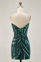 Load image into Gallery viewer, Sparkly Dark Green Tight Beaded Short Homecoming Dress