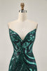 Load image into Gallery viewer, Sparkly Dark Green Tight Beaded Short Homecoming Dress