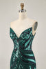 Load image into Gallery viewer, Sparkly Royal Blue Tight Beaded Strapless Short Homecoming Dress