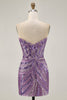 Load image into Gallery viewer, Sparkly Royal Blue Tight Beaded Strapless Short Homecoming Dress