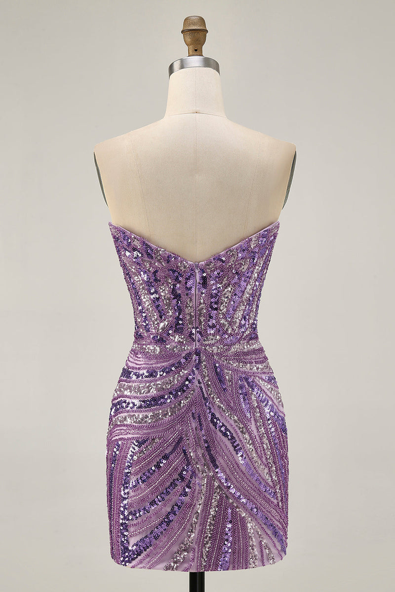 Load image into Gallery viewer, Sparkly Royal Blue Tight Beaded Strapless Short Homecoming Dress