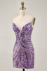 Load image into Gallery viewer, Sparkly Royal Blue Tight Beaded Strapless Short Homecoming Dress