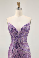 Load image into Gallery viewer, Sparkly Royal Blue Tight Beaded Strapless Short Homecoming Dress